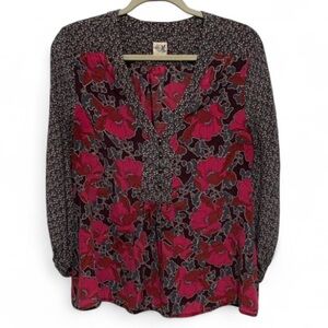 Edme and Esyllte Boho Print Silk Long Sleeve Blouse